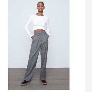 Zara Gray Wide-Leg Trousers